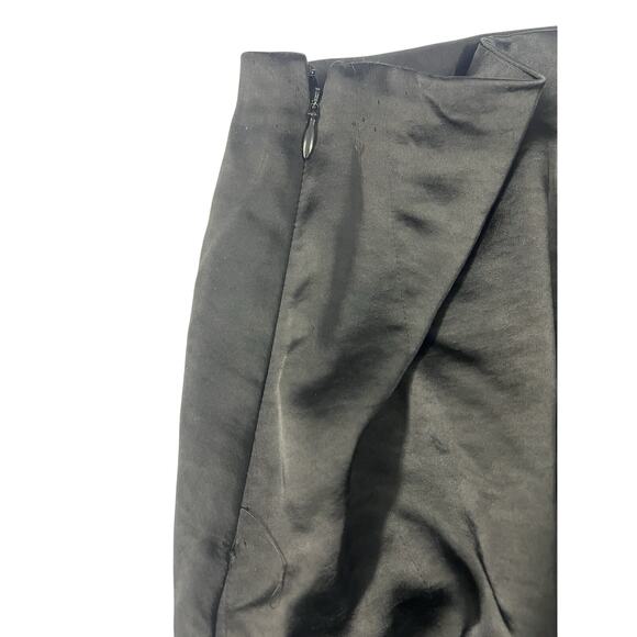 BCBGMAXAZRIA Asymmetrical Ruffle Black Satin Pencil Skirt Y2K Career Size 2 - Picture 3 of 6